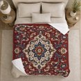 thumbnail image 5 of Burgundy Autumn Damask Floral, Festive Halloween Scene, Warm Flannel Blanket for Living Room and Reading Nook with Detailed Artwork, Art Lovers Halloween Gift, Festive Home Decor, 5 of 9