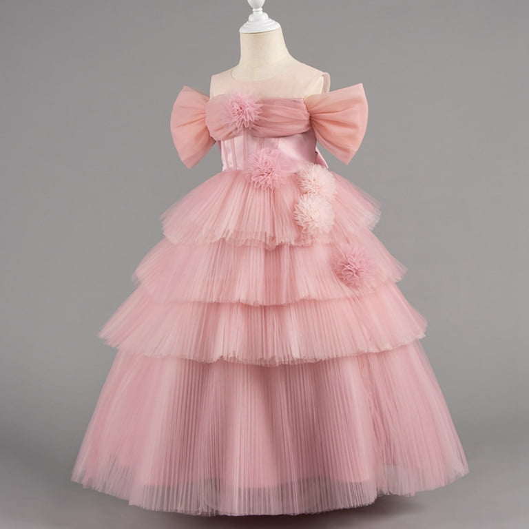 Off-Shoulder Tiered Tulle Party Dress  Multi-Layer Cake Skirt Ball Gown,  Luxe Birthday Performance Outfit, Dramatic Statement Beyond Pink Dress for  Girls Norms - Walmart.com