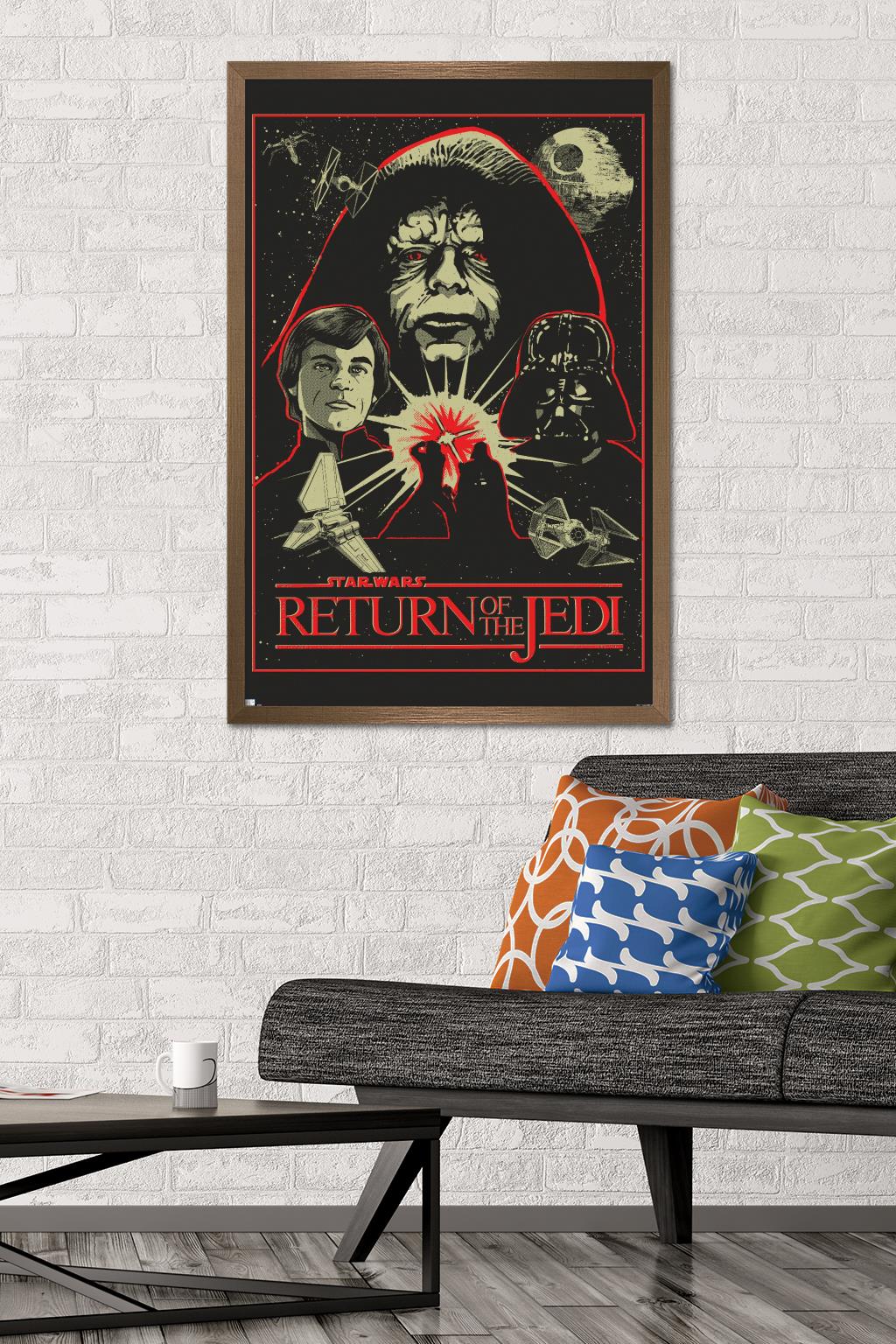 Star Wars: Return of the Jedi - Red Outline Illustration Wall Poster, 22.375" x 34" Framed