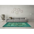thumbnail image 3 of Ahgly Company Indoor Round Abstract Turquoise Blue Modern Area Rugs, 5' Round, 3 of 4
