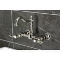 thumbnail image 3 of Kingston Brass KS1266BAL Heirloom Double-Handle Wall-Mount Bridge Kitchen Faucet, Polished Nickel, 3 of 7