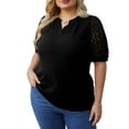 thumbnail image 3 of Cueply Women's Plus Size Tops Summer Short Sleeve Dressy Casual Blouse Shirts Waffle Knit Lace, 3 of 6