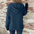 thumbnail image 5 of Womens Waffle Knit Full Zip Hoodie Oversized Long Sleeve Casual Fall Hooded Sweatshirt Jacket Tops with Pockets Navy M, 5 of 5