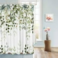 thumbnail image 6 of Sage Green Eucalyptus Shower Curtains for Bathroom, Watercolor Plant Leaf Floral Shower Curtain Set with Hooks, Summer Waterproof Fabric Boho Shower Curtain, 72x72 Inch Bath Curtain, Green Gold, 6 of 6
