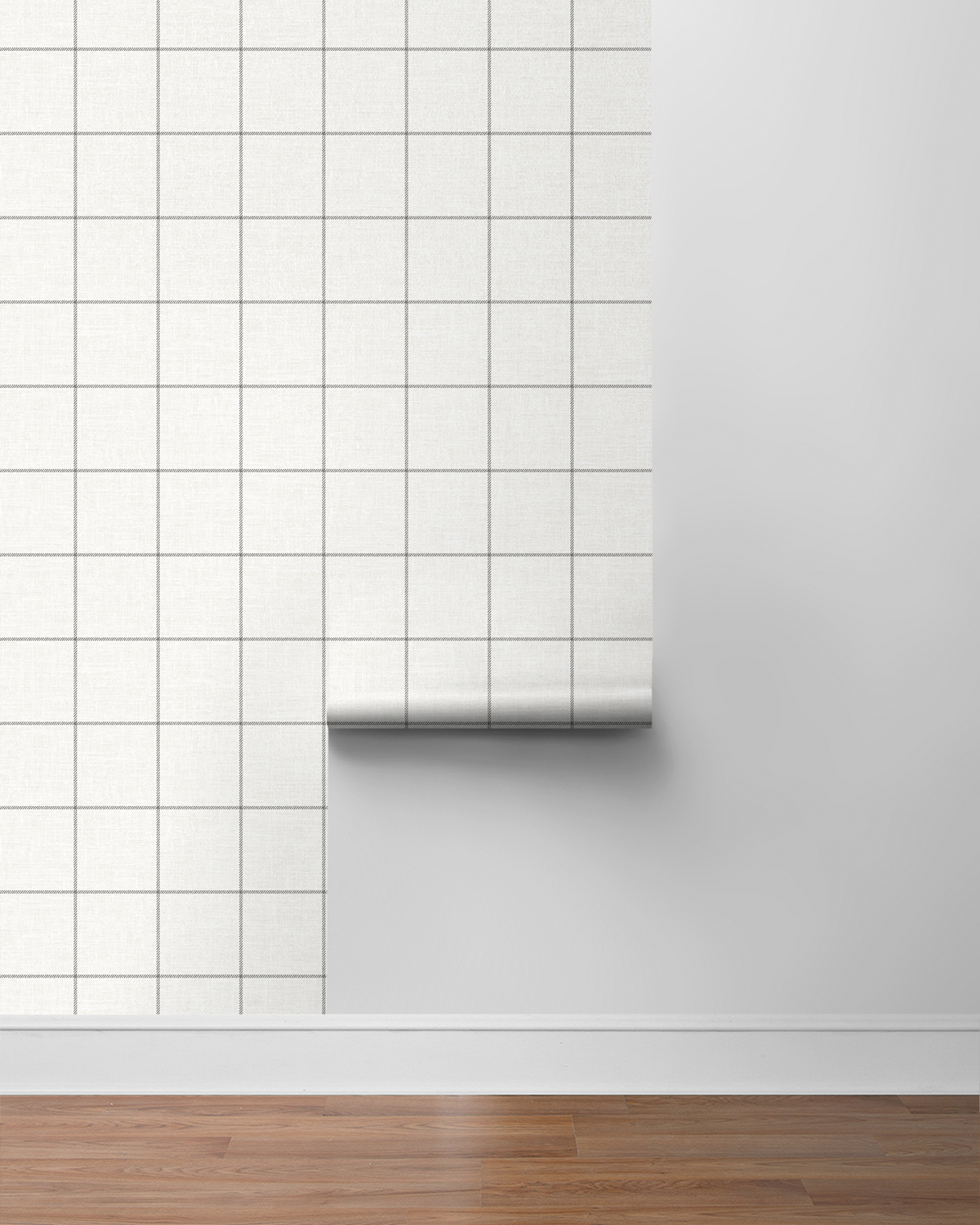 NextWall Charcoal & Linen Classic Striped Check Peel and Stick Wallpaper - 20.5 in. W x 18 ft. L Roll
