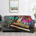 thumbnail image 5 of KLL Graffiti Lamp Urban Scene Print Fleece Throw Blanket, Horizontal Fleece Bedding Cute Soft Blankets Comfy Fleece Flannel Plush Home Decor for Couch & Bed -80"x60", 5 of 9