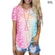 thumbnail image 1 of Camiseta con cuello en V y manga corta para niña, camiseta con estampado de verano para mujer, rosa, 5XL Yuarrent AP001867-24, 1 of 5