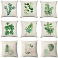 thumbnail image 2 of Funda de almohada decorativa de lino de estilo Simple, funda de cojín de hoja verde, decoración del hogar, sala de estar, sofá, 60x60, 50x50, 45x45, 2 of 4