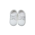 thumbnail image 3 of Little Things Mean A Lot Baby Boys All White Genuine Leather Saddle Oxford Crib Shoe with Perforations, 3 of 9