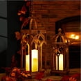 thumbnail image 5 of Glitzhome 2-Piece Farmhouse Church Window Lanterns Natural Brown Wood Set, 5 of 5