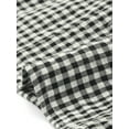 thumbnail image 5 of INSPIRE CHIC Smocked Crop Top for Women's Bubble Sleeve Peasant Gingham Plaid Tops S Black White, 5 of 6