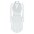 thumbnail image 4 of Jowowha Women's Figure Skating Dresses Long-sleeved Round-neck Ballet Dress Mesh Split Dance Dresses White XXL, 4 of 5