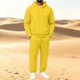 thumbnail image 2 of Garbnen Fleece Mens 2 Piece Hoodie Jogger Set Long Sleeve Drawstring Pullover Hoodies and Sweatpants Workout Athletic Warm Plush Tracksuit Men Yellow, 2 of 6