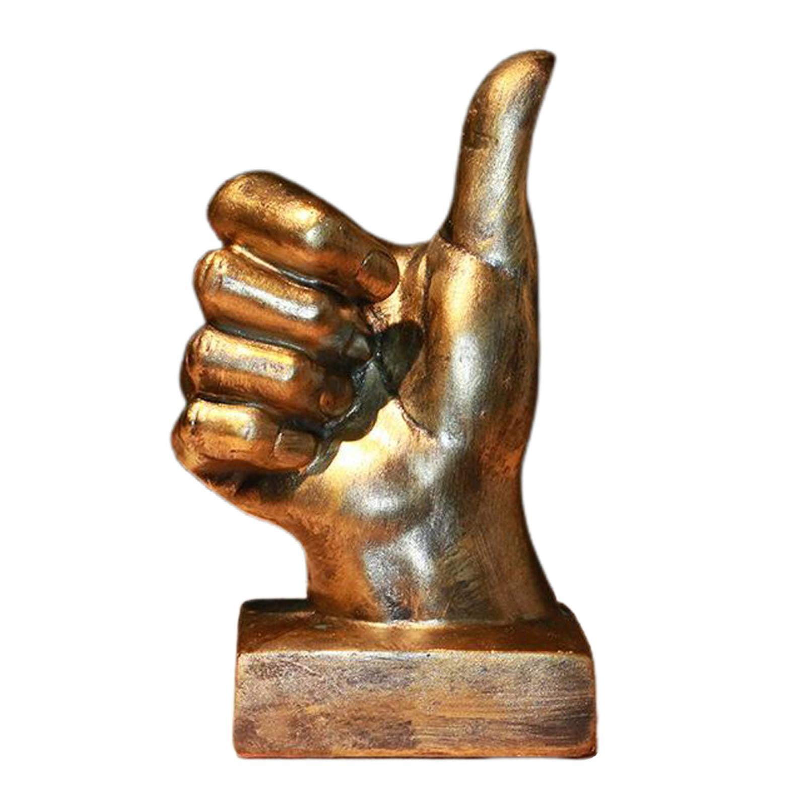 for Living Room Golden Resin Hand Gesture Desk Statues Finger Sculpture Decor 