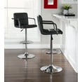 thumbnail image 3 of Boyd Adjustable Bar Stool with Metal Base and Swivel, Chrome with Black Faux Leather, 3 of 7
