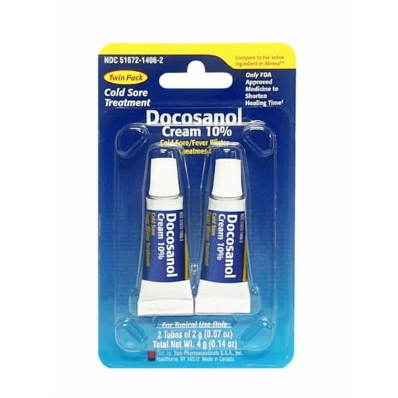 Cold Sore & Fever Blister Treatment - Fast-Acting Docosanol 10% Cream - for Lips, Anti-Itch Formula for Effective Relief and Healing - 0.07 oz (2 Tube)