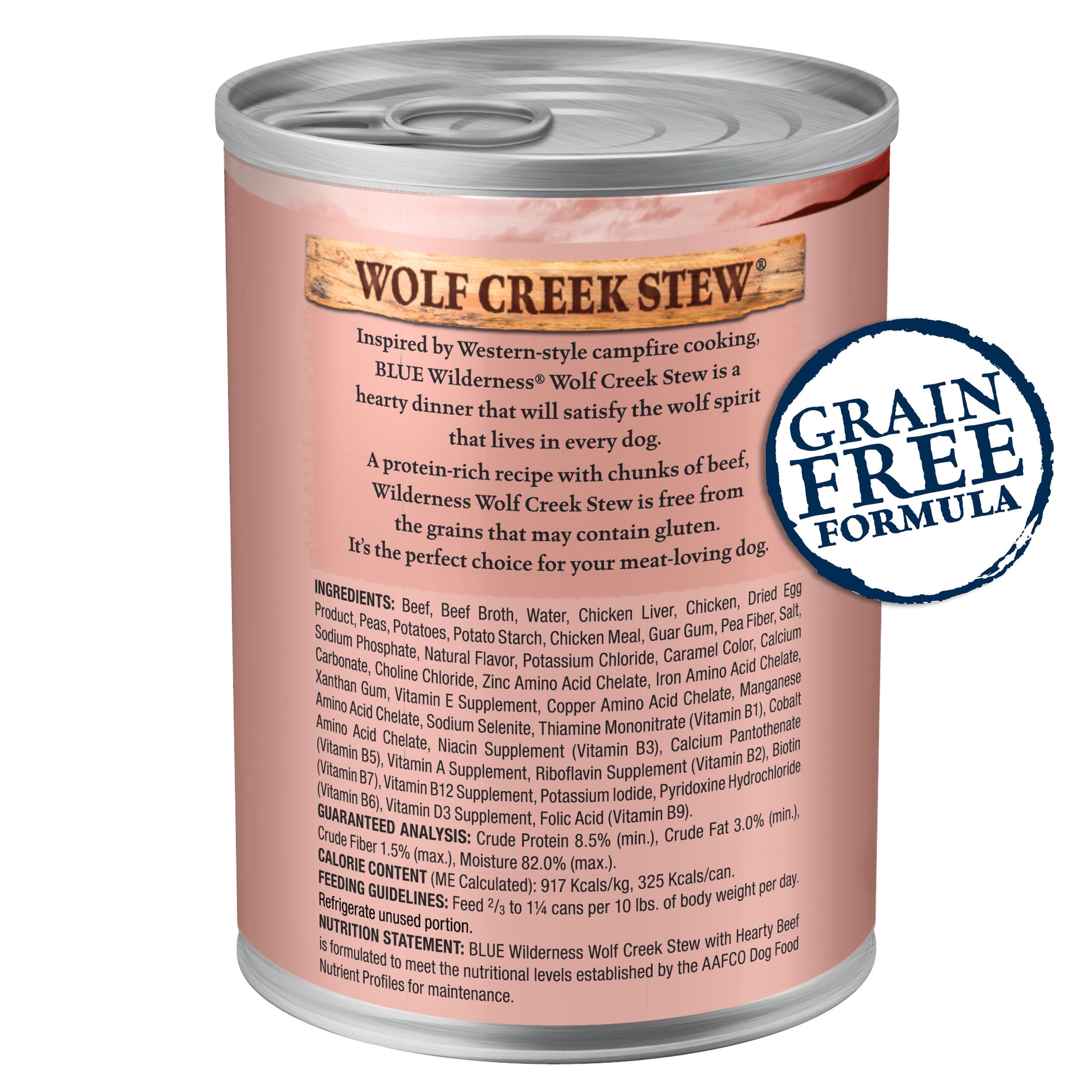Blue Buffalo Wilderness Wolf Creek Beef Stew in Gravy Wet Dog Food, 12.5-oz. Can