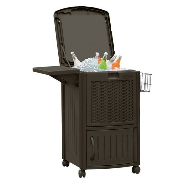 Suncast 77 Qt Resin Wicker Outdoor Cooler Station Patio Java Brown Com Suncast 77 Qt Resin Wicker Outdoor, Wicker Patio Cooler