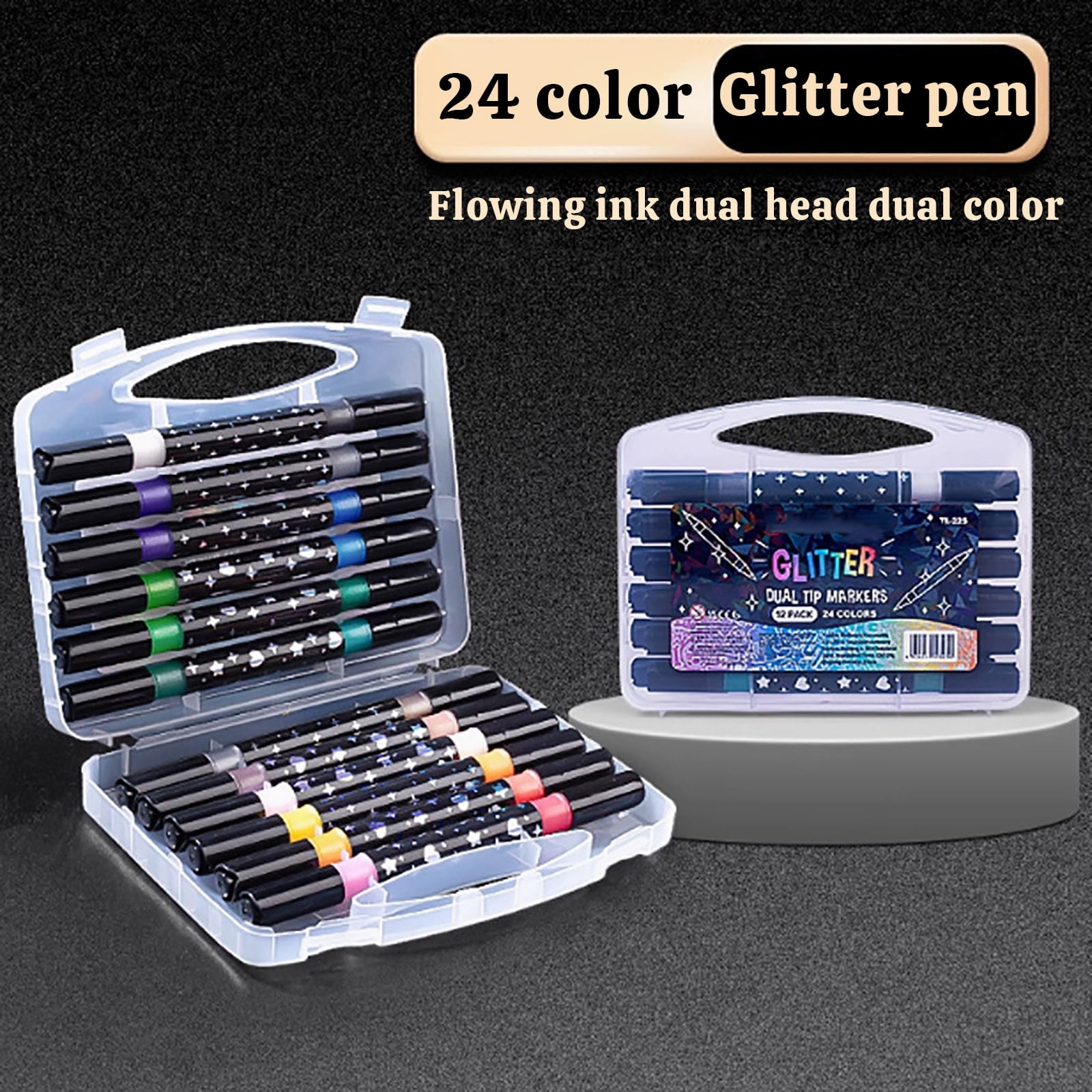 YZEGDCH 12Pcs Glitter Double-sided Markers Pen: 24 Glitter Colors Metallic Shimmer Marker Fine Tip Water-based Ink for Kids Adults DIY Crafts Greeting Birthday Cards Making Mugs Wood, Birthday Gifts