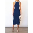 thumbnail image 5 of Women's Cutout Crew Neck Sleeveless Tank Slit Ribbed Bodycon Midi Dresses, 5 of 5