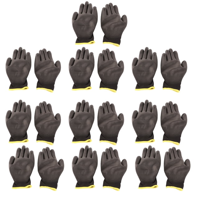 Guantes recubiertos de PU, 10 pares de guantes de nailon a prueba de estática para trabajo de seguridad Guantes de trabajo de seguridad recubiertos de PU Confiabilidad excepcional NikouMX herramienta