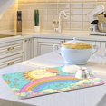 thumbnail image 6 of Yayeee Dish Drying Mat for Kitchen Counter 16"x18" Microfiber Absorbent Pad, Retro Blue Rainbow, 6 of 7