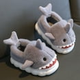 thumbnail image 4 of WhouRiu Little Boy Girl Cozy Slippers Cartoon Shark Warm Thick Scuff Slippers Kids Thermal Soft Platform Indoor Slippers Gray Little Child12, 4 of 4