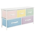 thumbnail image 7 of mDesign 21.65" High Steel Frame/Wood Top Storage Dresser Furniture, 5 Fabric Drawers, Wide Bureau Organizer for Baby, Kid, and Teen Bedroom, Nursery, Playroom, Dorm - Jane Collection, Bright/Multi, 7 of 7