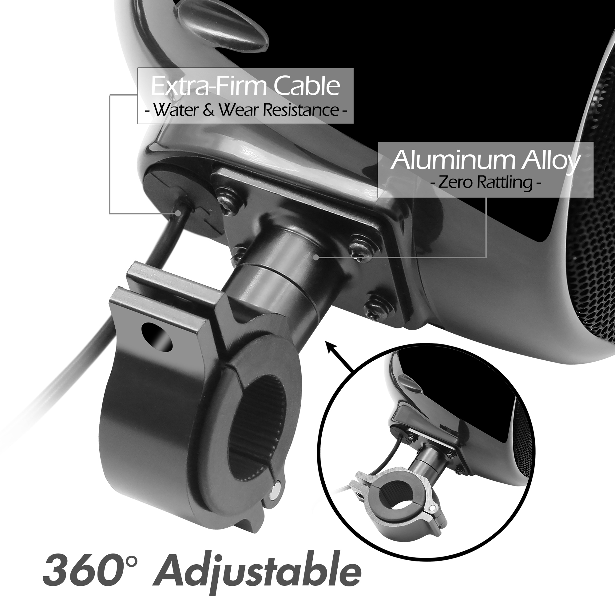 GoHawk 4" Waterproof Motorcycle Bluetooth Speakers Stereo Amplifier Audio System Harley ATV FM Radio