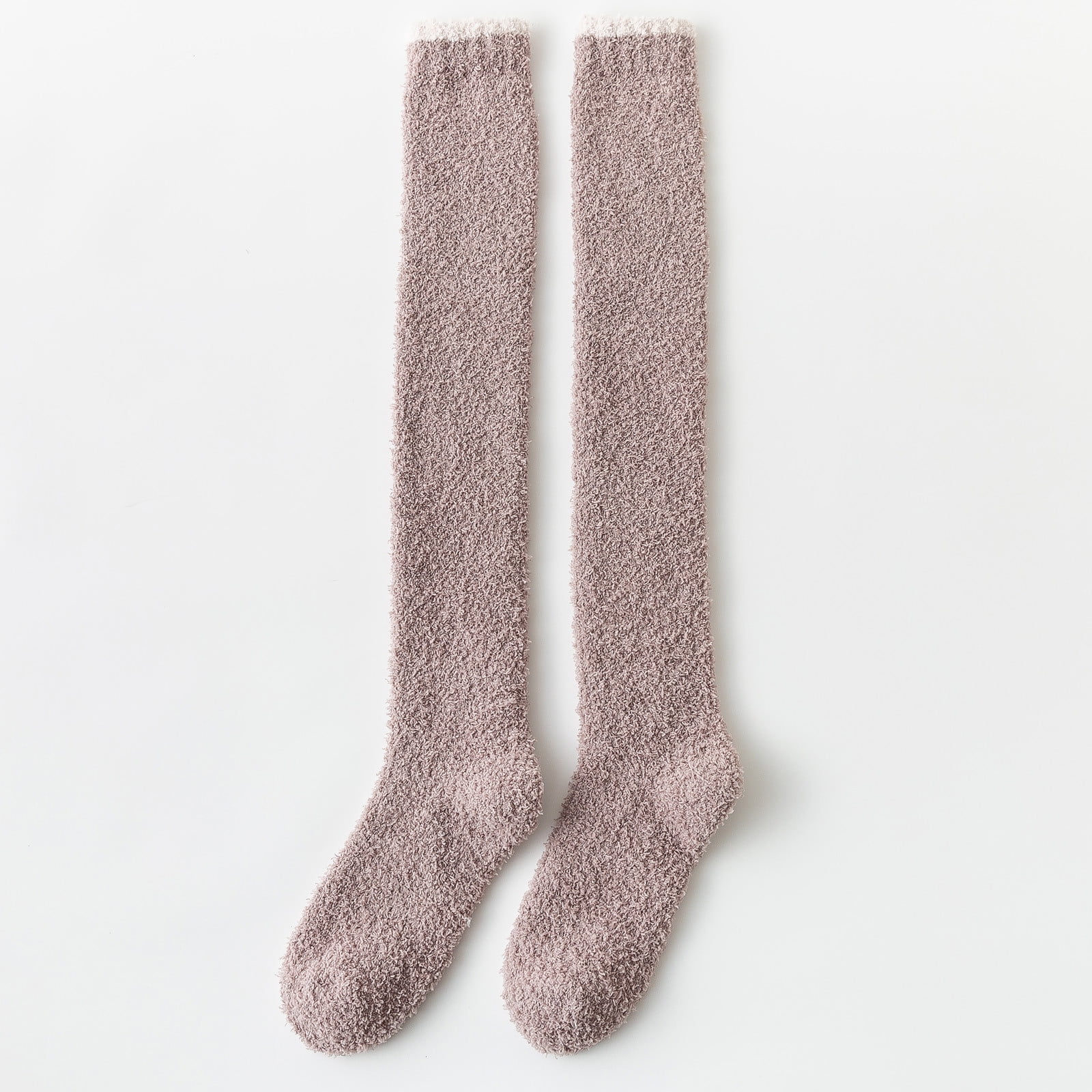 TINZ Women's Solid Fuzzy Socks Winter Warm Over Knee High Socks