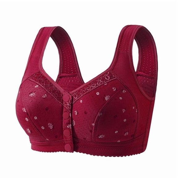Telankuip Daisy Bras for Older Women Front Closure Plus Size Wireless Push up Full Coverage Bras Soft Thin Cup Breathable No Underwire Front Button Bralettes 50