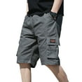 thumbnail image 2 of zeranth Men Cargo Shorts Loose Straight Multi Pockets Elastic Waist Casual Knee Length Deep Crotch Breathable Men Summer Sport Streetwear Shorts, 2 of 7