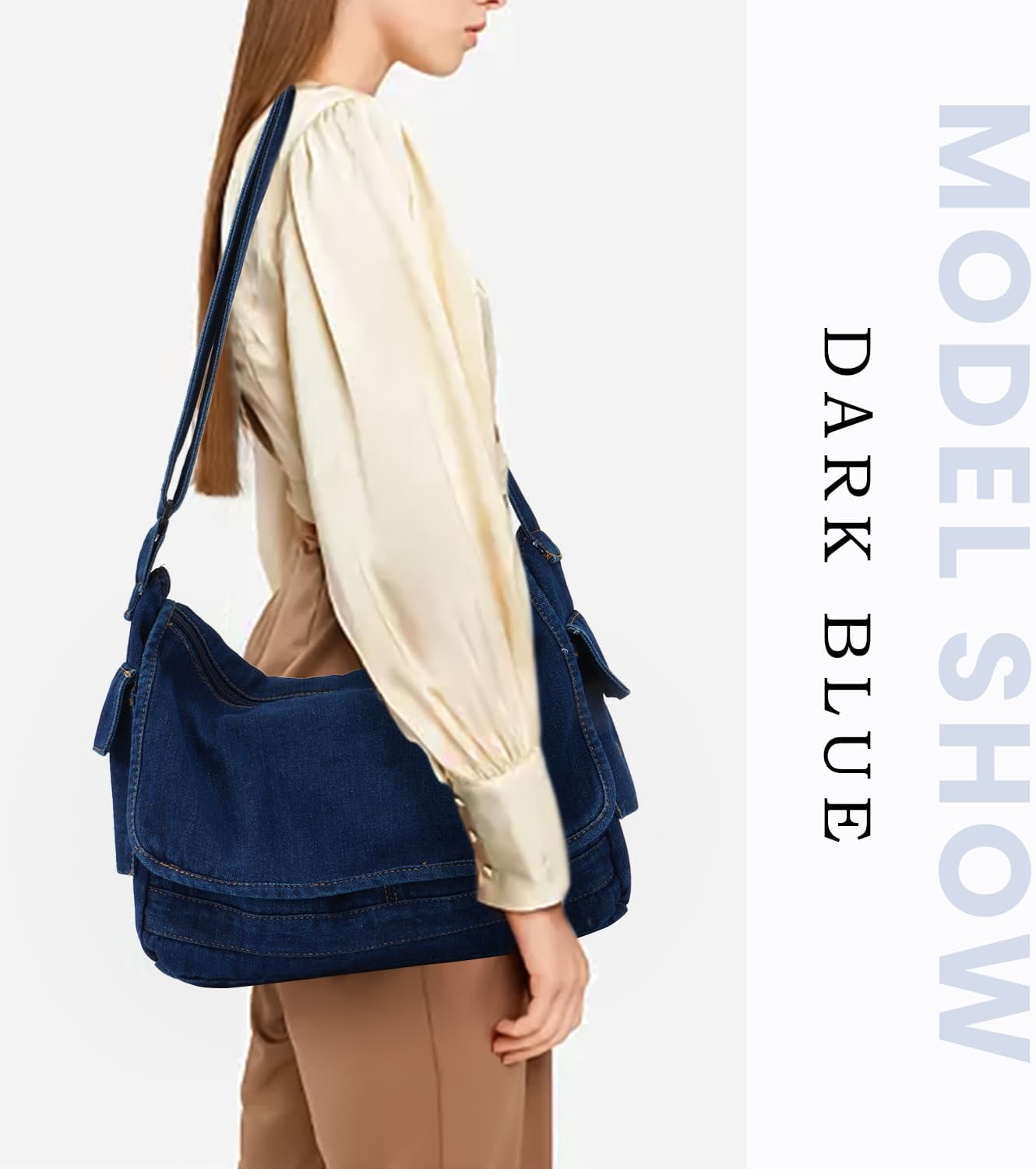 Denim Hobo Purse Bags Casual Canvas Messenger Shoulder Bag Retro Large Crossbody Satchel Bags for Women and Men