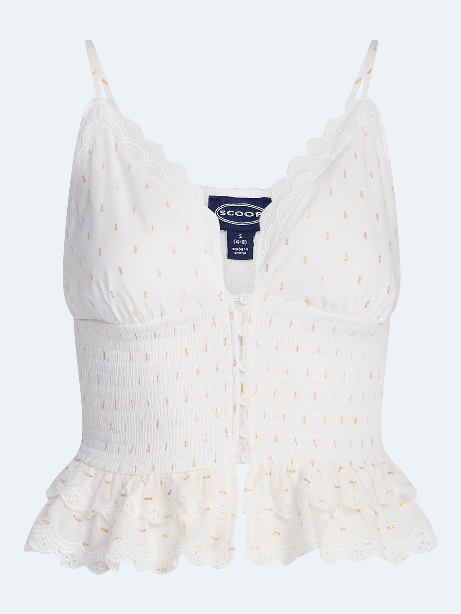 Scoop Women’s Smocked Eyelet Tank Top, Sizes XS-XXL