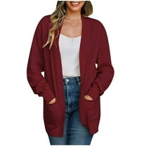 Patlollav Plus Size Womens Cardigan Sweater,Long Sleeve Comfortable Commuting Loose Fitting Sweater