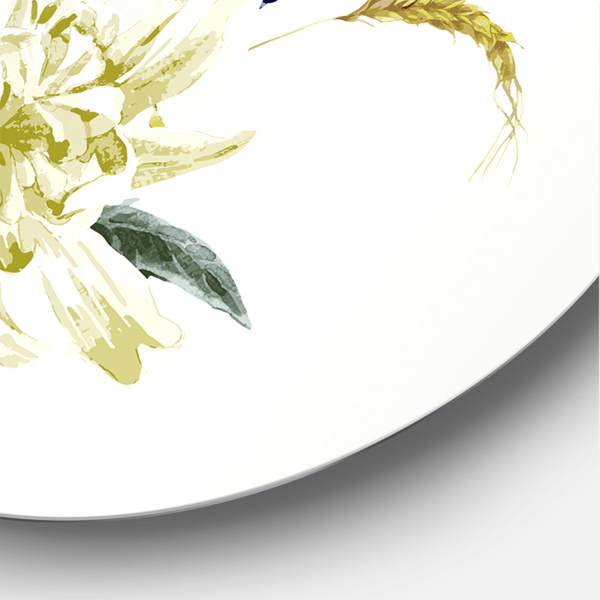 Designart 'Ancient Chrysanthemums With Bouquet II' Traditional Circle Metal Wall Art 36x36 - Disc of 36