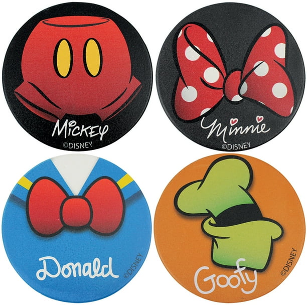 (set 4) Disney Icons Drink Coasters - Mickey Minnie Mouse Donald Duck 