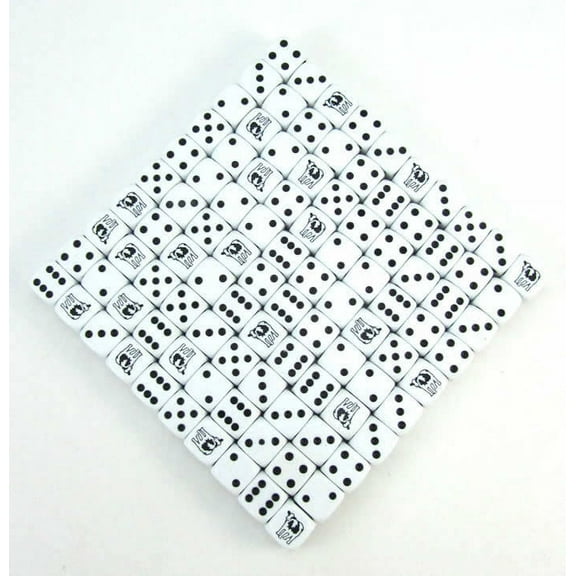 Cow Dice White Opaque with Black Pips D6 18mm (23/32in) Bulk Set of 100 Koplow Games