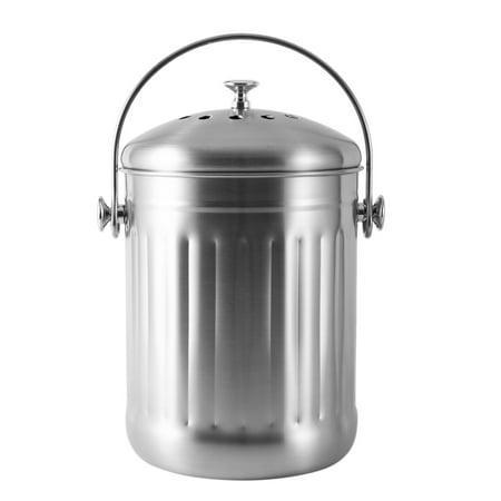 

Compost Bin Peel Bucket for Home Kitchen Odorless Compost Bucket for Kitchen Food Waste with Handle and 2 Charcoal Filters 5 Liters Easy to Clean