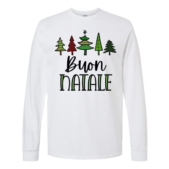 Inktastic Buon Natale Festive Christmas Trees Long Sleeve T-Shirt
