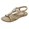 thumbnail image 1 of asddcavvf Summer Womens Studded Flower Embellished Flat Sandals Shoes Crystal Sandals, 1 of 9
