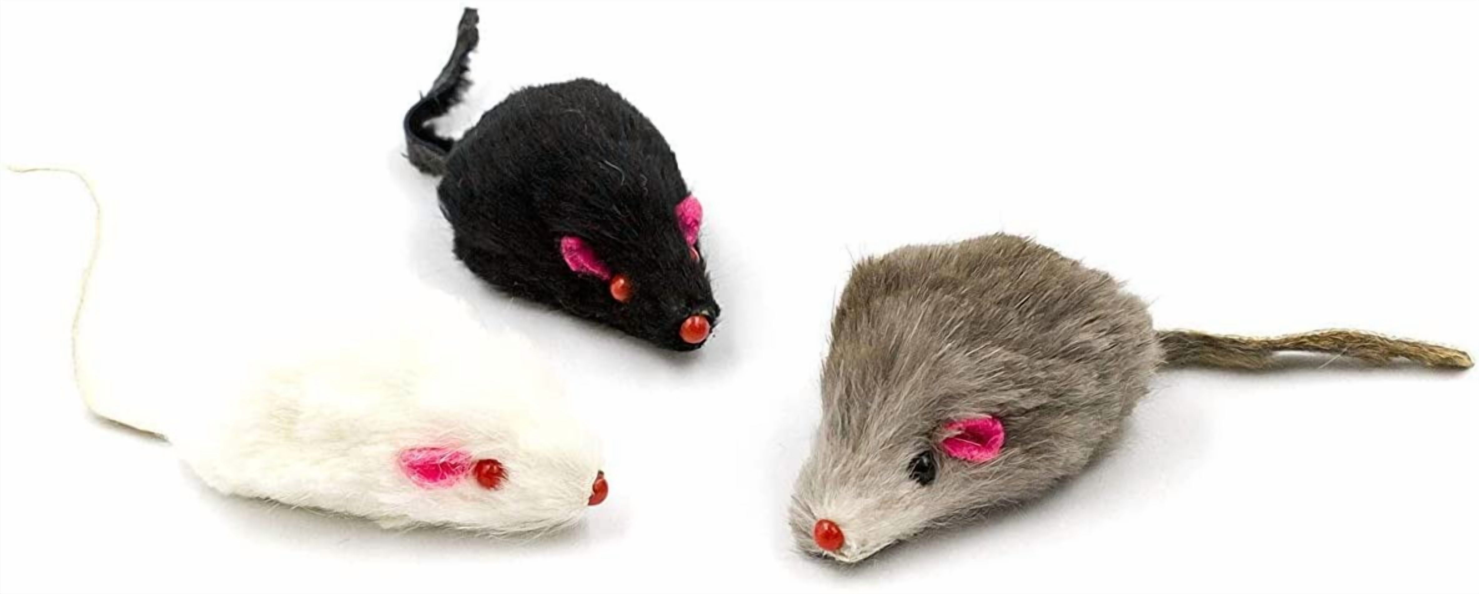 AXEL PETS 60 Furry Mice with Catnip and Rattle Sound Interactive Catch Play Mouse Toy for Cat, Box of 60 Mice