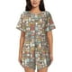 thumbnail image 1 of Balery Kitchen Food Conjunto de Pijama para Mujer con Estampado, Dos Piezas de Manga Corta y Shorts, Ropa de Dormir Suave con Cuello Redondo y Bolsillos-4X-Large, 1 of 6