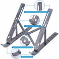 thumbnail image 3 of Support pour Ordinateur Portable pour Bureau, IBAOLE Support Ergonomique Portable en Aluminium Réglable, Support Pliable 7 Angles Antidérapant Compatible avec Ordinateurs Portables 9-15.6 Pouces, Gris, 3 of 7