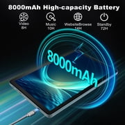 Android 14 Tablet, 10 Inch HD IPS Display, 12GB RAM, 128GB ROM, 1TB Expand, Octa-Core, 8000mAh Battery, 5G WiFi