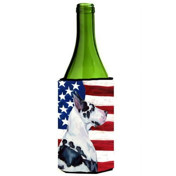 USA American Flag with Great Dane Wine bottle sleeve Hugger 24 oz.