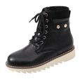 thumbnail image 4 of Rokment Retro Platform Chunky Combat Boots for Women Casual Studded Leather Lace up Motorcycle Riding Ankle Booties with Side Zipper Fall Winter, 4 of 6