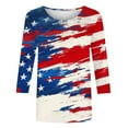 thumbnail image 4 of Cavosen Independence Day T Shirt Women Petite Independence Day 3/4 Sleeve Crew Neck T Shirts USA Star Striped Graphic Shirts Lady XL 4th of July Casual Shirts Red White and Blue Tunic Tees, 4 of 5