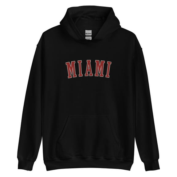 Miami Red Embroidered Hoodie (Black, S)