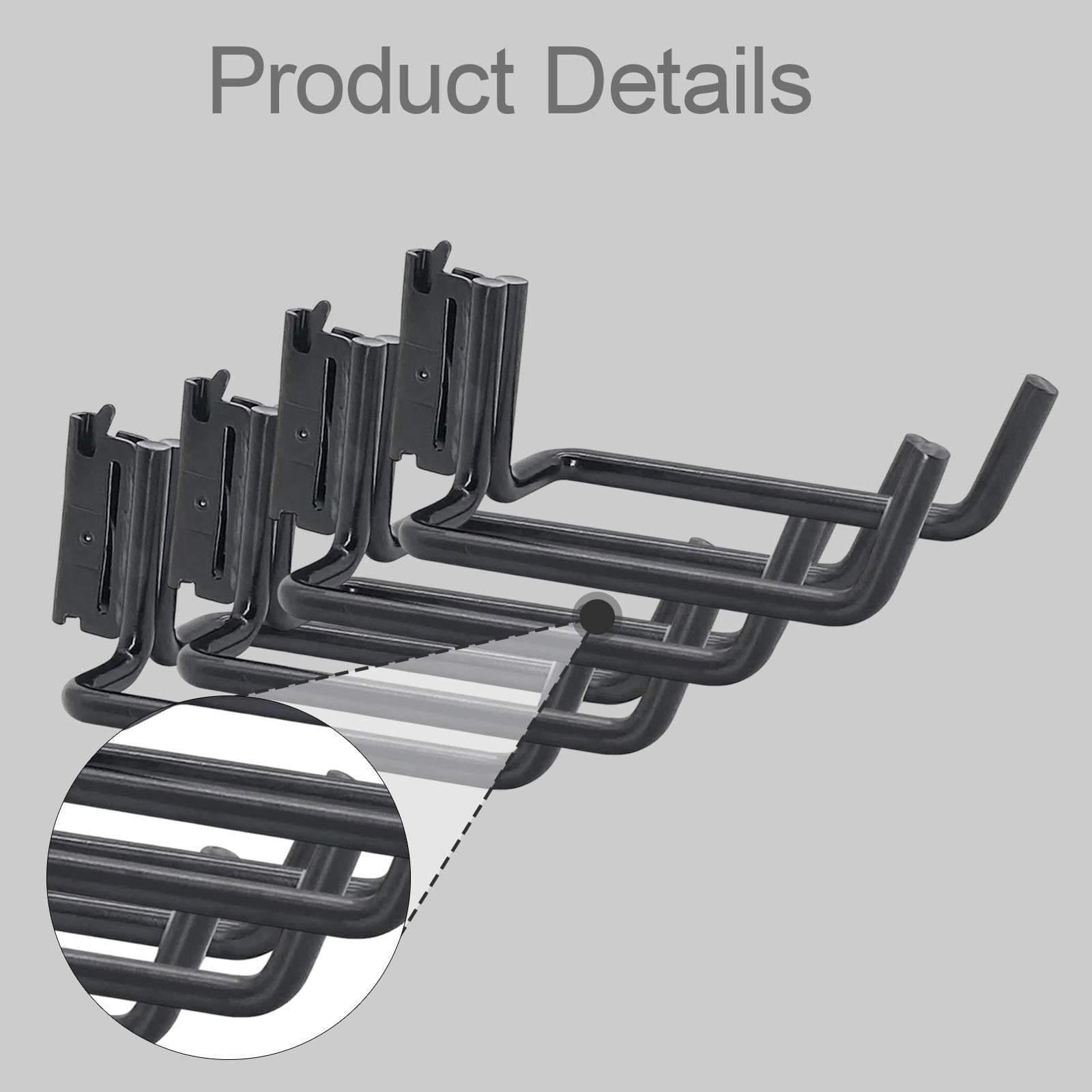 Fiocias 4 Pieces Tool Hangers Double J Hooks Versatile Quick Installation for Rakes, Hay